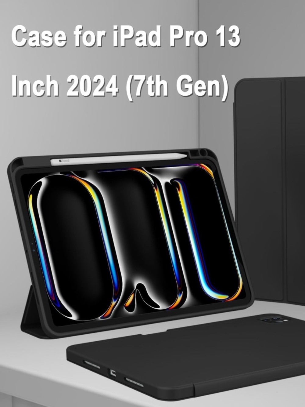 New iPad Pro 13 Inch Case (M5) 2025/(M4) 2024 w/Pencil Holder, Smart iPad Case